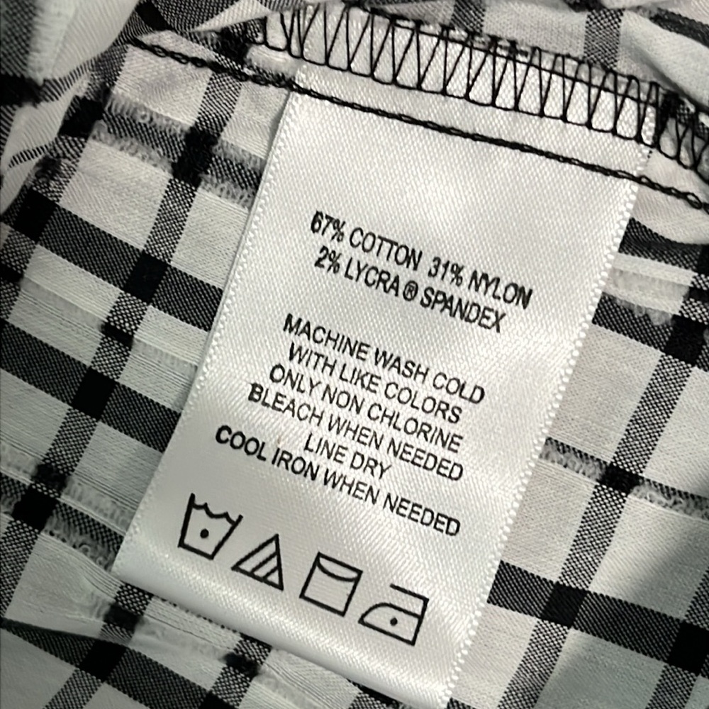 Foxcroft Hampton Button Top Womens Size 20 Black White Plaid Mature Casual - Picture 9 of 10